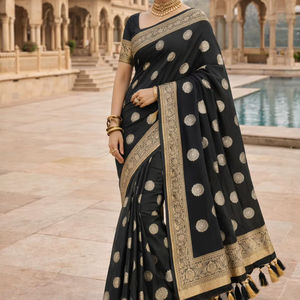 Sari Tradicional de Viscosa Resham Breeze para Mujer, Sin Arrugas y Absorbente de Humedad, para Fiestas de Invierno - Product Image 1