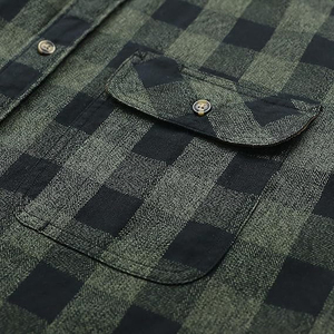 Camisa de Franela Sólida para Hombre, Cuello Mao, 100% Algodón, Transpirable, de Secado Rápido, Manga Larga, Talla 6XL - Product Image 5