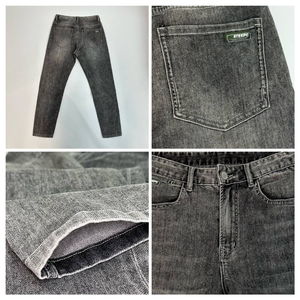 กางเกงยีนส์เดนิมทรงตรงเอวกลางสำหรับผู้ชาย ทรงเข้ารูป สวมใส่สบาย ป้องกันการเกิดขุย ซิปหน้า ย้อมสีพื้น ผ้าโพลีเอสเตอร์/คอตตอน - Product Image 5