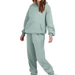 Custom 2 Piece Set Tracksuit Women Long Sleeve <b>Zipper</b> Hooded <b>Jacket</b> Top Autumn Winter Sweatpants Jogging Suit - Product Image 4