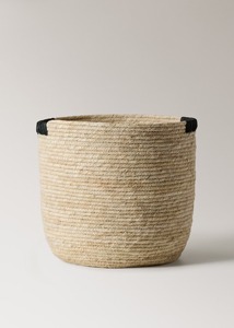 Ensemble de 2 paniers ronds en jonc de mer avec accents noirs, paniers de rangement faits à la main, vente en gros, écologiques, fabriqués au Vietnam - Product Image 2