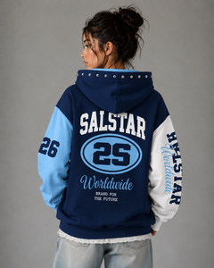 SALSTAR Sweat-shirt court à capuche pour femme en molleton de coton gris, imprimé logo minimaliste, décontracté pour l'automne - Product Image 2