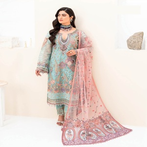Vestidos Pakistaníes al por Mayor, Originales de Marca, Trajes de Organza de 3 Piezas para Mujer, Kurti Largo, Ropa de Fiesta, Diseño Étnico Moderno - Product Image 4