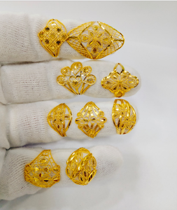 LISAJEWELLERS Luxury Turkish Solid 22K <b>Gold</b> Filigree Classic Flower <b>Ring</b> <b>Set</b> for Women Elegant Hollow Mesh Wedding Jewelry 916 - Product Image 3