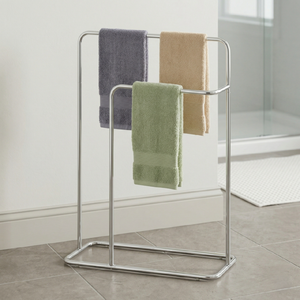 Freestanding Chrome Towel Rack 3 Bars Steel Minimalist Design Bathroom Movable <b>Bath</b> Towel Holder - Product Image 6