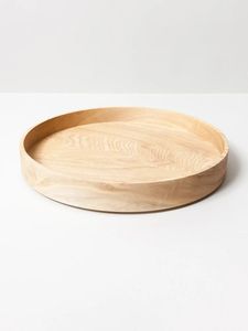 Bandeja Redonda Clásica de Madera y Resina, Duradera, para Servir Comida, Té, Café, Desayuno, Bocadillos, para Bodas y Eventos - Product Image 1