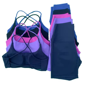 Quick Dry Breathable High Quality Solid Women Yoga Set Spandex/Nylon Quick-drying Breathable Windproof 2-Piece Service Clothing - Product Image 6