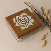 Boîte de rangement artisanale de luxe moderne en bois, nacre et acrylique, personnalisable, pour le Ramadan et l'Aïd 2026, avec incrustation, boîte à souvenirs