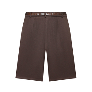 Jupe-short en satin pour femme, couleur unie, respirante, décontractée, taille mi-haute élastique, longueur genou, avec ceinture, idéale pour l'été - Product Image 6