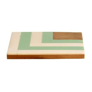 Resin <b>Square</b> Coasters <b>Set</b> with Mint Green Chevron Design Modern Non Slip Mats for Table Decoration - Product Image 3