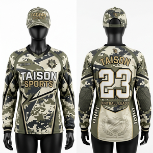 Camiseta de Paintball para Mujer, 180 GSM, Poliéster Premium Transpirable, Diseño de Paneles en Camuflaje Marrón y Negro, Sublimación, Logotipo Personalizado - Product Image 5