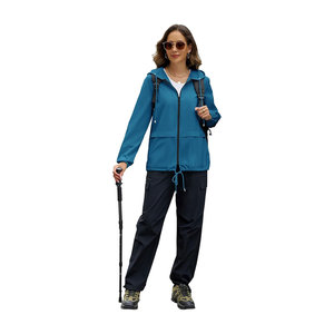 Veste coupe-vent légère, imperméable et pliable pour femme, avec capuche, idéale pour les activités de plein air, les voyages, la randonnée et la course à pied. - Product Image 3