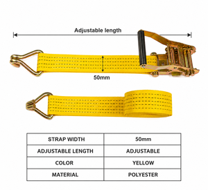 <b>Cargo</b> Lashing Abrasion Resistant Ratchet Tie Down Strap Polyester 50mm 5000kg Hook for Truck Transport Factory Supply - Product Image 2