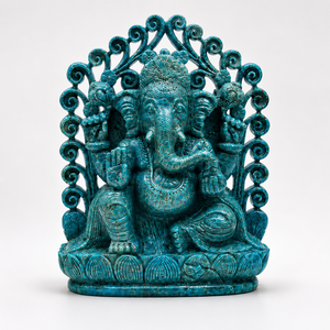 Statue de Ganesha sculptée à la main en apatite, 9 pouces, pierre précieuse naturelle, décoration hindoue, sculpture spirituelle unique en son genre - Product Image 3