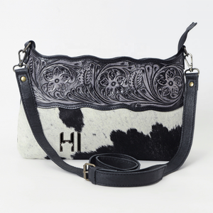 Bolso Bandolera de Cuero Vacuno Estilo Bohemio Occidental con Pelo Natural y Correa Ajustable - Product Image 4