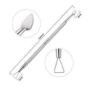 Outil professionnel portable pour le nail art, pousse-cuticules double face en acier inoxydable à lame courbée pour ongles ANAAIF - Product Image 3