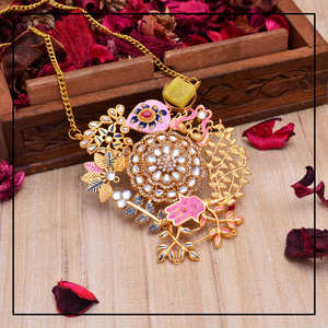 Moda Multicolor Zirconia cúbica piedra preciosa mate oro pulido diseño único colgante collar joyería para mujer Accesorios - Product Image 1