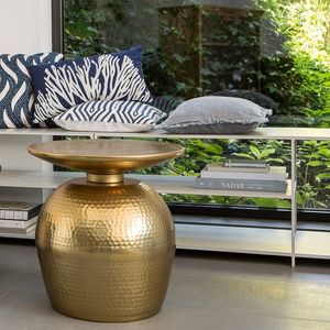 Table d'appoint en métal design, finition dorée, meuble décoratif moderne, table d'appoint pour salon, chambre à coucher - Product Image 6