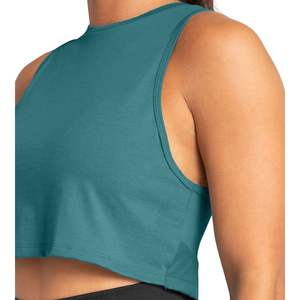 Custom Womens <b>Green</b> High Neck Crop Tank <b>Top</b> Sleeveless Gym Workout Fitness Yoga Activewear Breathable OEM Wholesale - Product Image 5