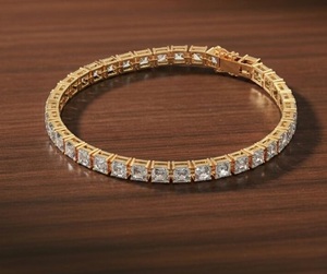 Luxury Gold Square Cut Moissanite Tennis Bracelet <b>Iced</b> <b>Out</b> Hip Hop Jewellery VVS Diamond Look <b>Chain</b> Shine Gift - Product Image 3