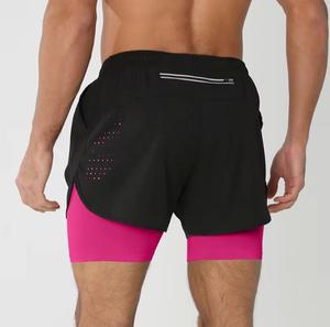 Shorts décontractés pour hommes avec doublure intérieure, taille élastique, séchage rapide, poches, couleur unie, tissu en toile, longueur mi-cuisse - Product Image 6