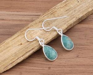 Boucles d'oreilles en amazonite naturelle en gros, argent sterling 925, forme goutte d'eau, boucles d'oreilles minimalistes de luxe, pierres précieuses, prix de gros - Product Image 1