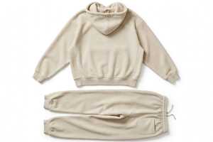 Unisex Oversized Beige <b>Sherpa</b> <b>Fleece</b> Hoodie Sweatshirt Jogger Pants Two Piece Set with Pocket Color Blocking Winter Embroidered - Product Image 2