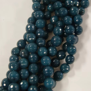 ลูกปัดหยกสีน้ำเงินทรงกลมเจียระไน หินธรรมชาติสำหรับทำเครื่องประดับ ลูกปัดหลวมเปลี่ยนสีได้ ขายส่ง - Product Image 1