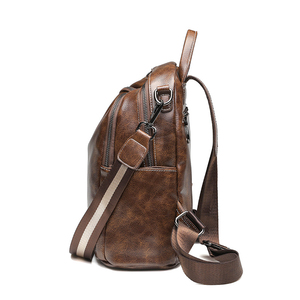 Sac à dos vintage imperméable antivol géométrique en PU souple avec fermeture éclair et port USB pour ordinateur portable pour hommes, capacité 36-59L - Product Image 3