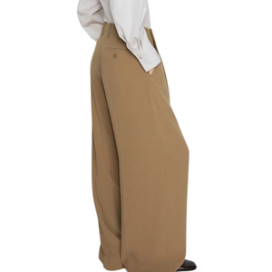 Pantalon plissé large pour femme, coupe décontractée, ample, avec poches, personnalisable OEM, style moderne streetwear - Product Image 2