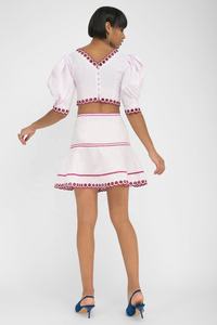 Robe longue décontractée élégante en coton blanc pour femmes avec motif de décoration brodé à manches courtes grande taille XL pour adultes - Product Image 2