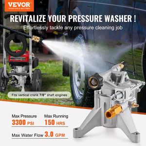 Pompa per Idropulitrice Verticale ad Alta Pressione con Albero da 7/8 Pollici, 3300 PSI, 3.0 GPM, Kit di Ricambio per Idropulitrice con 5 Ugelli e Accessori Inclusi - Product Image 2