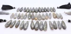 ลูกปัดหินซันสโตนสีดำธรรมชาติทรงหยดน้ำขนาด 8 นิ้ว ความยาว 8x26 ถึง 10x32 มม. แบบเรียบเนียน AAA จำนวนมาก - Product Image 5