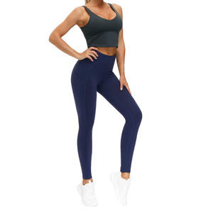 High Waist Solid Color <b>Leggings</b> <b>Women</b> Full Length Stretch Breathable Yoga Pants Sporty Activewear Seamless Knitted Fit - Product Image 2