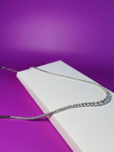 Collier tennis minimaliste pour femme en or blanc 14 carats avec diamants de laboratoire taille brillant, classique, idéal pour mariage, fiançailles, fête ou comme cadeau - Product Image 3