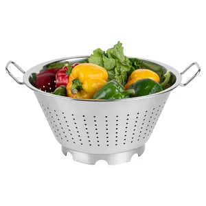 Passoire en acier inoxydable de qualité commerciale, résistante à la rouille, pour laver les fruits, les légumes, les pâtes, le riz et les aliments. - Product Image 4
