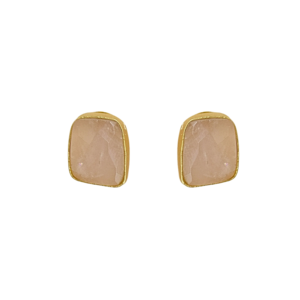 Pendientes de tuerca de cuarzo rosa de moda, chapados en oro de 18 quilates, con piedra de fantasía, lote a granel - Product Image 1