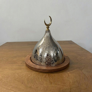 Ensemble de cloches de service en forme de croissant métallique arabe, or et argent, avec base en bois, pour les célébrations traditionnelles des fêtes, vaisselle de table - Product Image 2