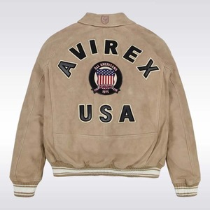 <b>Men</b>’s Limited Edition Avirex <b>Suede</b> Bomber <b>Jacket</b> with USA Patch - Product Image 2