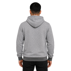Sweat-shirt à capuche gris pour homme, couleur unie, style streetwear décontracté, logo frontal, en molleton tricoté, pour l'automne, 300g - Product Image 2
