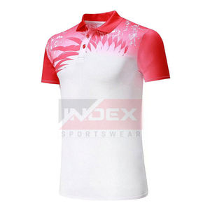 INDEX Men's Short Sleeve <b>Polo</b> Shirt Blue <b>White</b> Print Sporty Quick Dry Knitted Fabric Regular Fit Button Design - Product Image 4