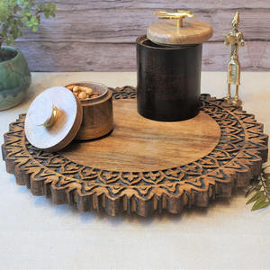 Multiuso hecho a mano mango madera Lazy Susan giratorio moderno sostenible cocina encimera organizador despensa titular - Product Image 2