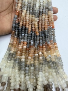 Cuentas facetadas de piedra lunar multicolor negra natural en forma de rodaja, hilo de 16 pulgadas, suministros al por mayor para la fabricación de joyas con piedras preciosas - Product Image 2