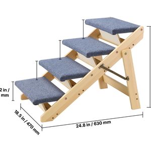 Escaleras de Madera de 4 Peldaños para Mascotas, para Camas, Sofás y Autos, Muebles para Gatos Estables y Resistentes con Capacidad de Carga de 150 Libras, Diseño Plegable Plano - Product Image 4