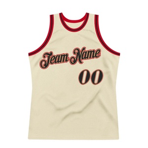 Camiseta de Baloncesto de Alta Calidad, Color Crema y Rojo, Malla Transpirable, Impresión Sublimada con Nombre y Número del Equipo, Unisex para Adultos - Product Image 2