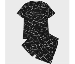 Custom Sublimation Printing Casual Summer Men's T-<b>Shirts</b> Sets <b>Geometric</b> Pattern Full Printed 2-Piece Shorts Twin Sets Terry - Product Image 6
