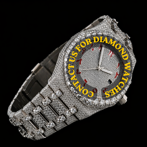 Reloj de Alta Calidad con Esfera Redonda de Oro Blanco con Incrustaciones de Diamantes Moissanite, Números Arábigos, Personalizable, Estilo Hip Hop, con Fecha Automática - Product Image 3