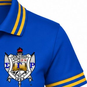 Polo Sigma Gamma Rho bleu pour femme, à manches courtes, col classique, avec lettres grecques, vêtement de sororité, haut décontracté de golf brodé - Product Image 6