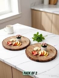 Plateau de service rond en bois à motif floral, plateau décoratif à motif floral, plateau de service décoratif pour aliments - Product Image 4