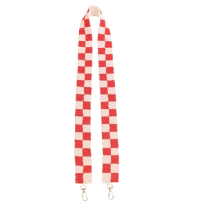 Sangle en tissu à carreaux rouges et blancs, accessoire de mode pour poignée d'épaule - Product Image 1